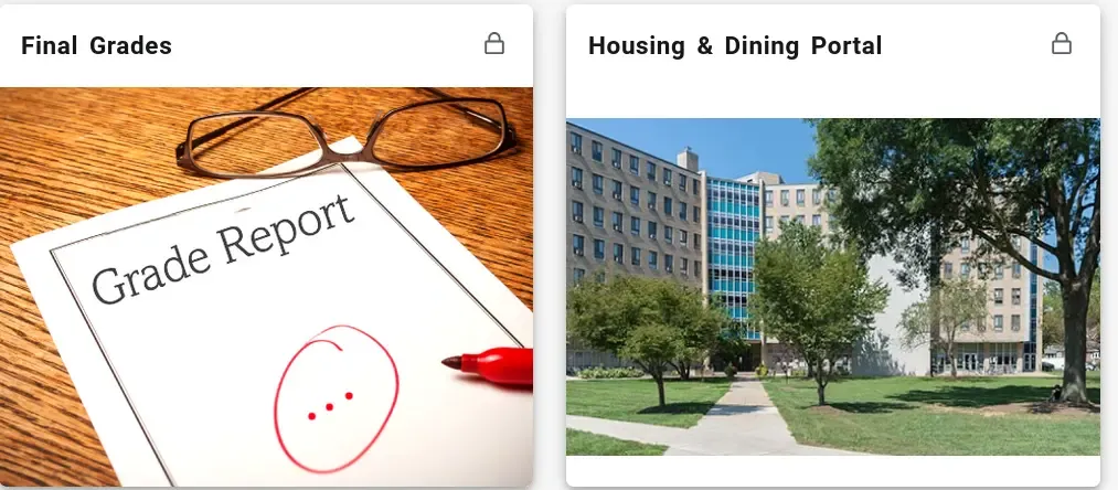 RamPortal cards showing an image of a dorm building for our housing portal