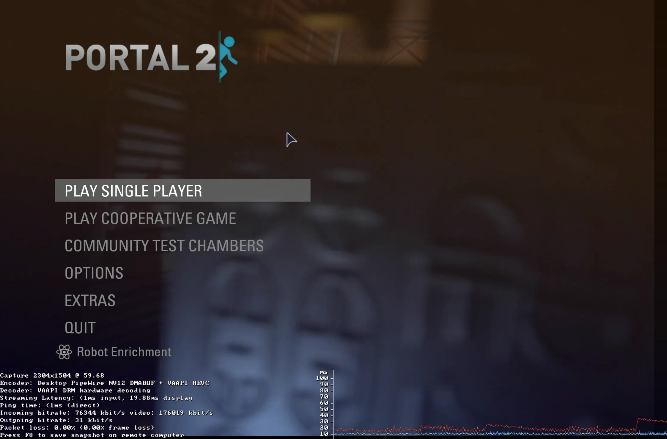 Portal 2 metrics on Remote Play
