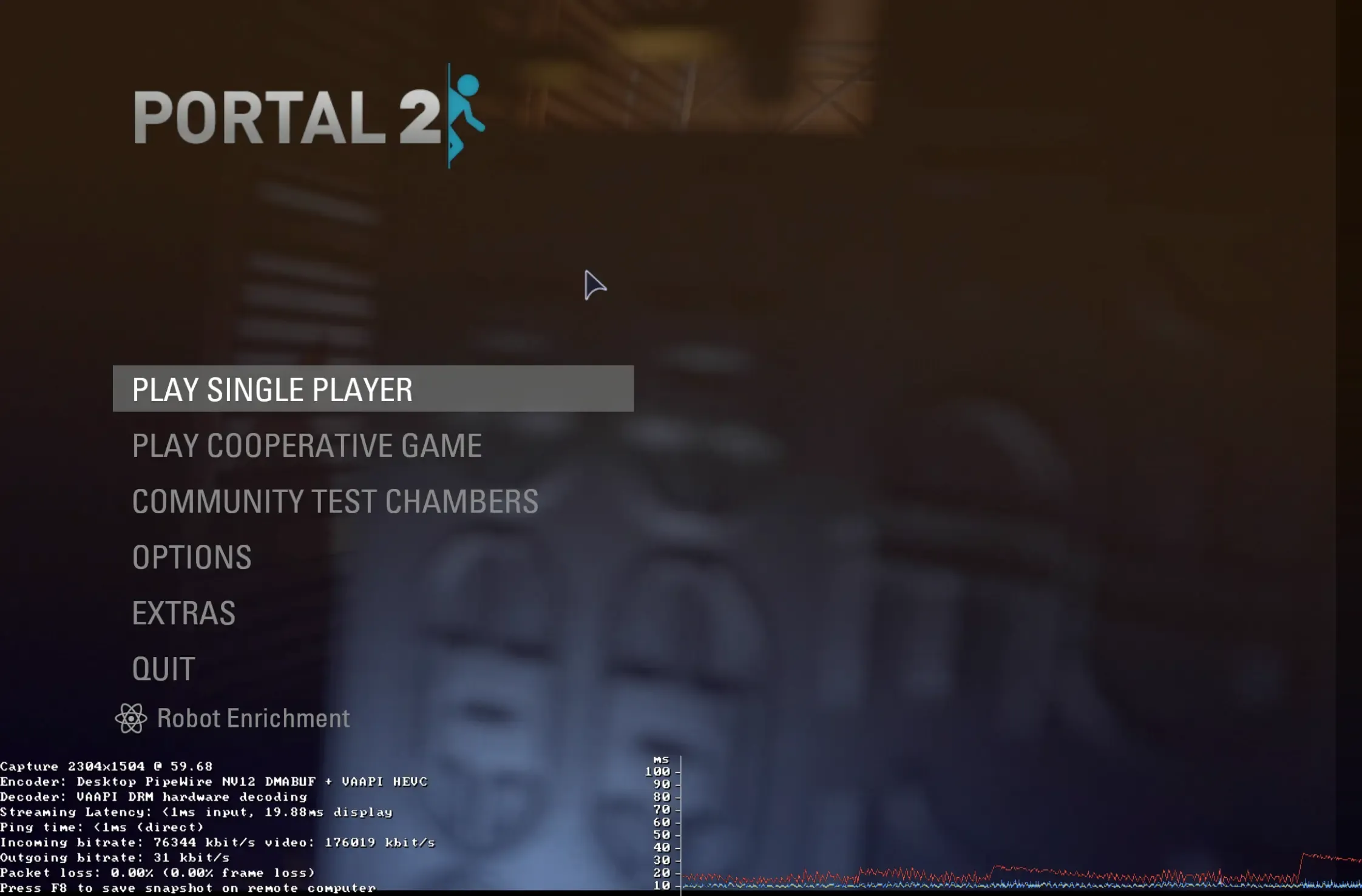 Portal 2 metrics on Remote Play